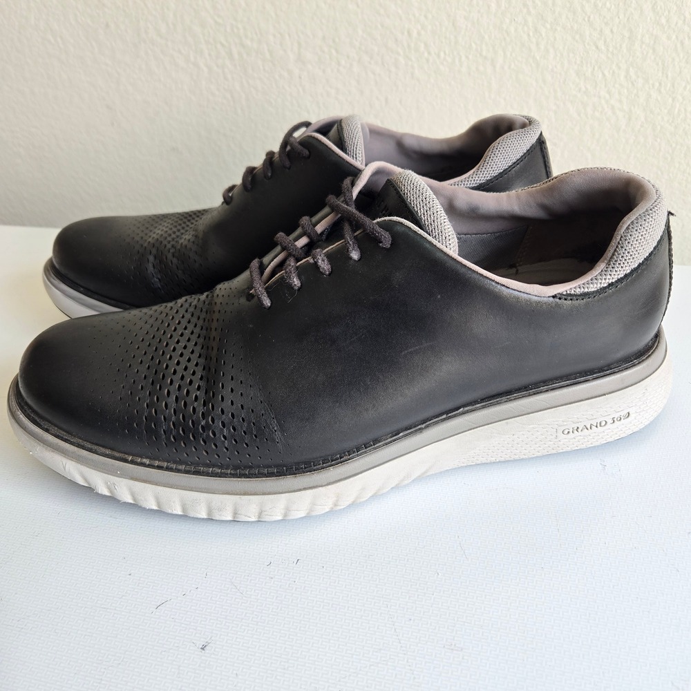 Cole Haan Zerogrand 360 Men 9M Black Leather Perforated Oxford Shoes C33365
